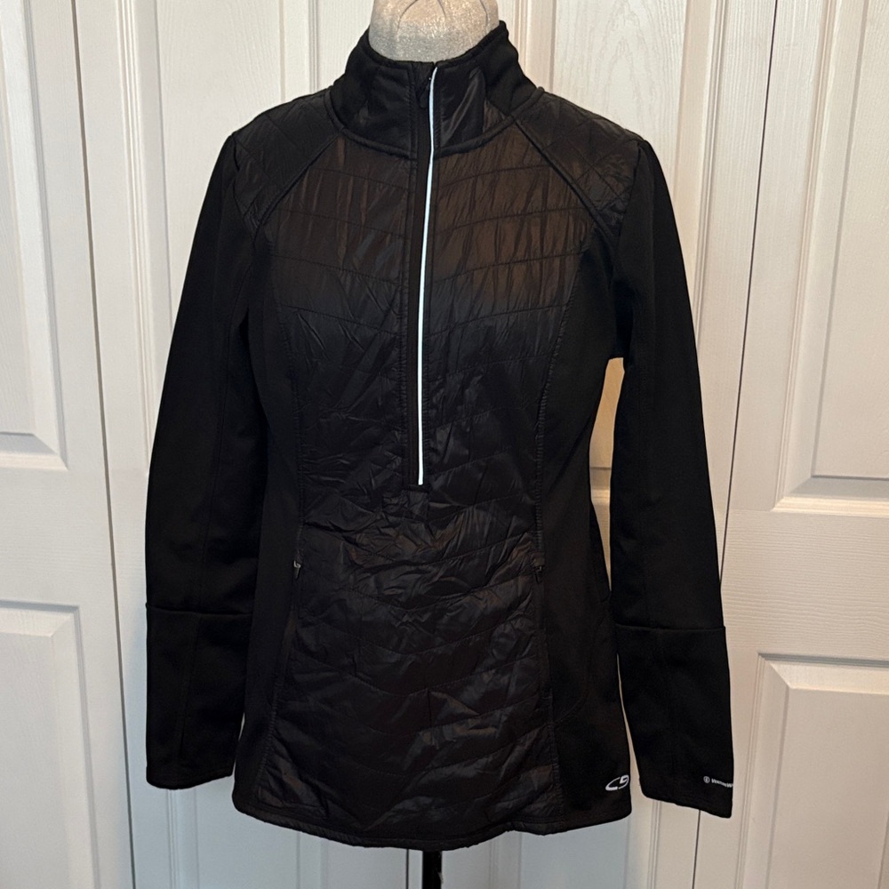Champion Women's Black Quilted Puffer Half Zip C9 Venture Warm top Ski Hike Camp